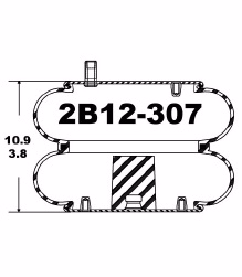 2B12-307 Side View with Extended and Compressed Height