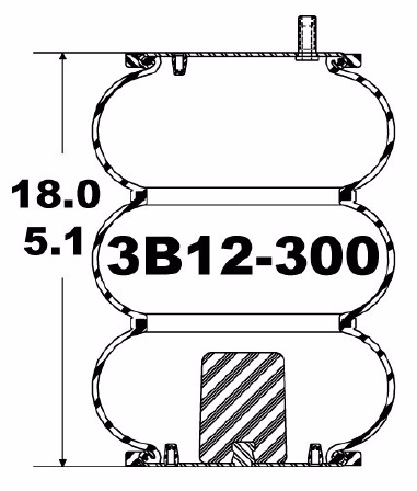 Goodyear 3B12-300 Stemco Air Spring, Triple Convolution