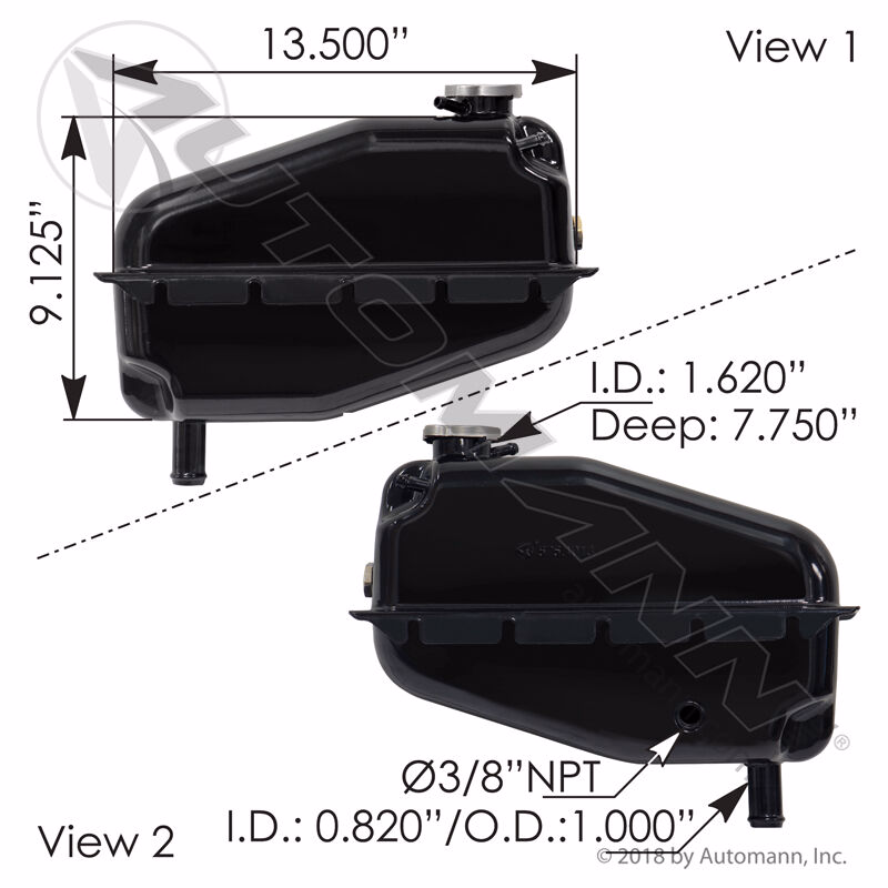 Automann 575.1013 Coolant Reservoir - Cross Reference Freightliner VML T1555J