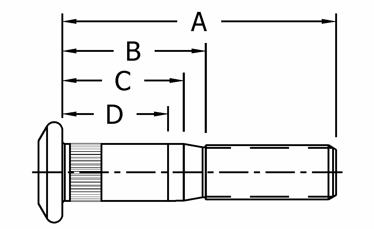 Con Met 102188 Wheel Stud Metric M22 X 1.5MM X 4.09"