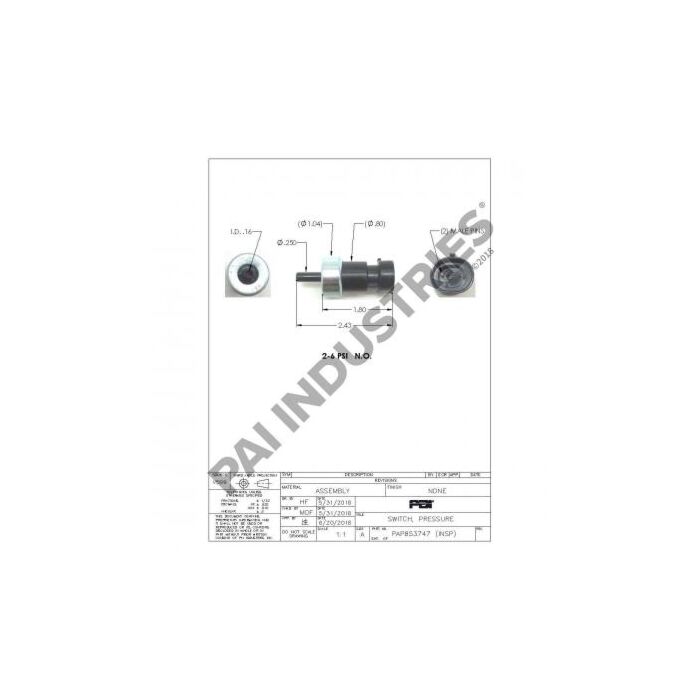 Pai Pressure Switch Same As Mack Volvo 2849