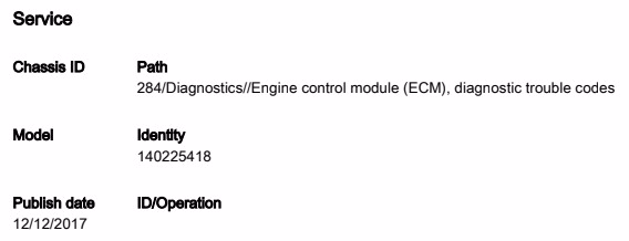 Volvo ECM Diagnostic Trouble Codes - 2020