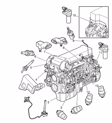 D11, D13, D16 Engine Sensor Locations